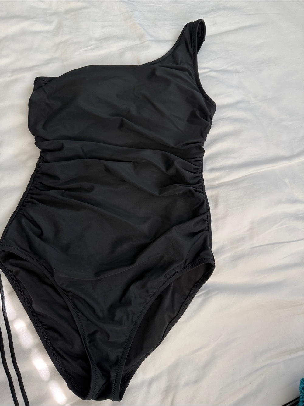 J. Crew Black One-Shoulder Ruched One-Piece Swimsuit